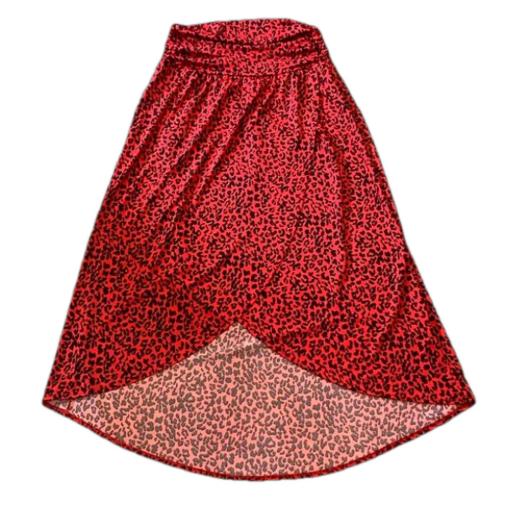 Apt.9 Printed Deep Heart Red & Midnight Black Maxi Hi Lo Tulip Skirt